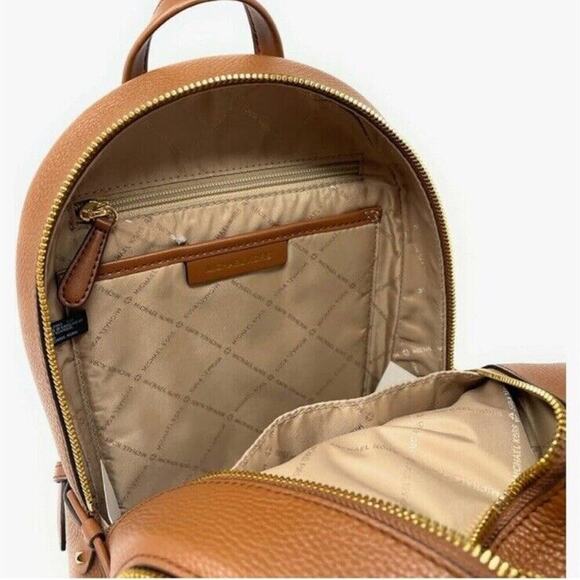NWOT Michael Kors ‘Adina’ Backpack Tan Pebble Leather Gold Hardware Camel Brown - Picture 2 of 7